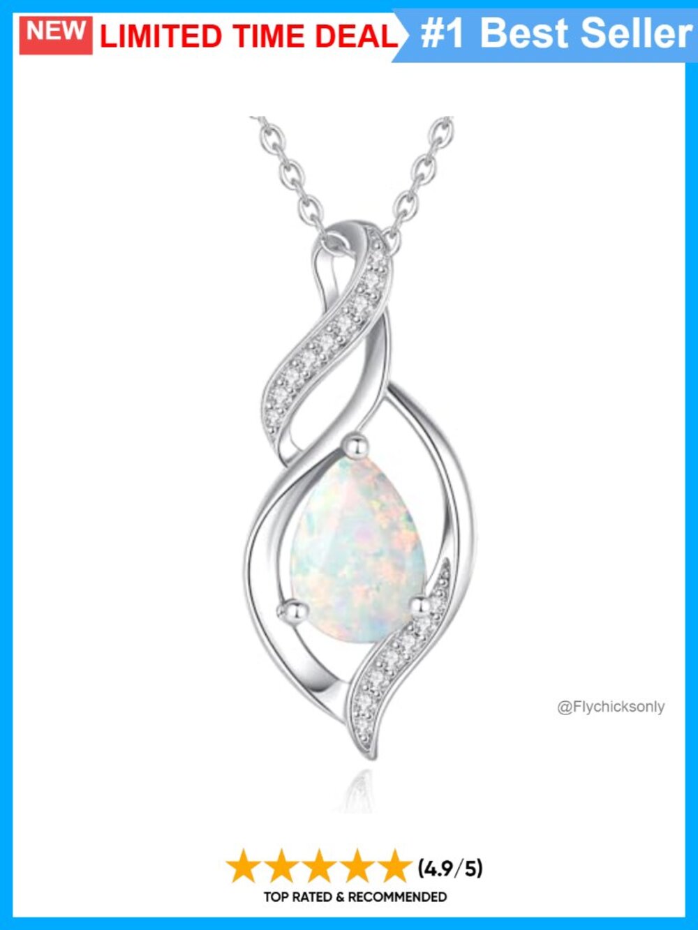 Opal Teardrop Pendant Necklace Created Opal Birthstone Gift for Her